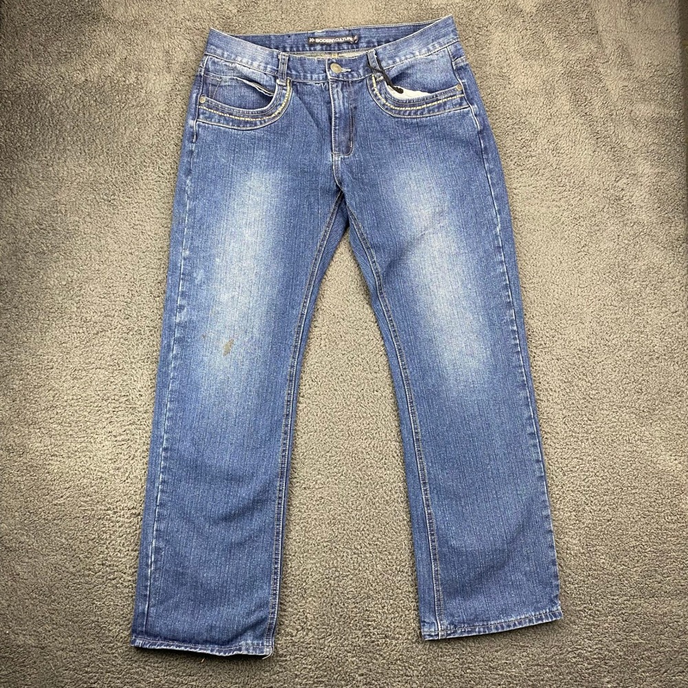 Modern Culture‎ Jeans Womens 36/32 Blue Denim Embellished Pockets Straight Leg